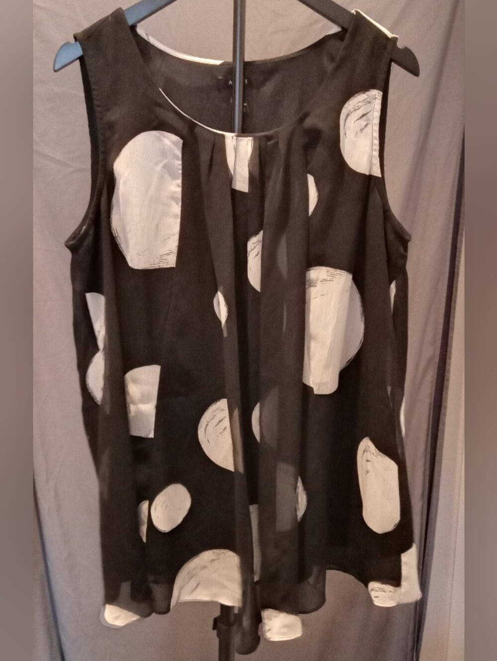 Alfani Polk A Dot Flowy Sleeveless Blouse Women's Size 14